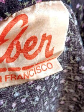Small True Vintage Top Blouse 1970's Boho Eber San Francisco Floral Lace Collar